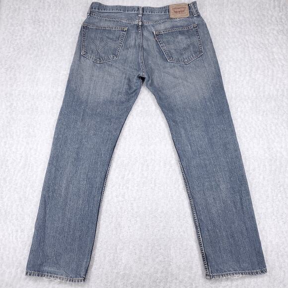 Levis 505 Jeans Mens 36x34 Med Wash Faded Straight Classic Cowboy Western Rodeo - Picture 2 of 15